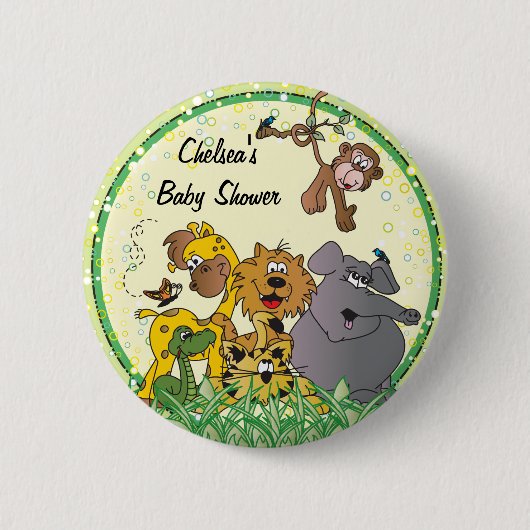 Safari Oerwoud Baby Dieren | BABY SHOWER Ronde Button 5,7 Cm (Voorkant)