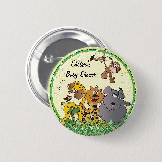 Safari Oerwoud Baby Dieren | BABY SHOWER Ronde Button 5,7 Cm (Voorkant /achterkant)