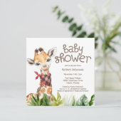 Safari Oerwoud Baby Giraffe Baby shower Kaart (Staand voorkant)