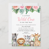 Safari Oerwoud Baby Meisje Douche Tropisch Kaart (Voorkant)