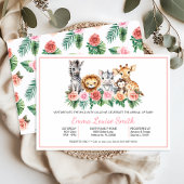 Safari Oerwoud Baby Meisje Douche Uitnodiging