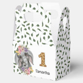 Safari oerwoud baby olifant waterverf floraal bedankdoosjes (Geopend)