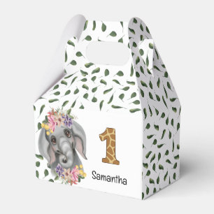 Safari oerwoud baby olifant waterverf floraal bedankdoosjes