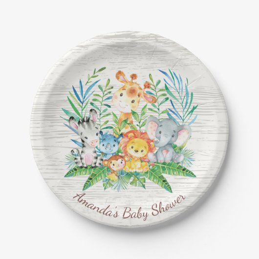 Safari Oerwoud Baby shower 7" Bord (Voorkant)