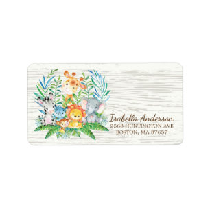 Safari Oerwoud Baby shower adreslabel Etiket