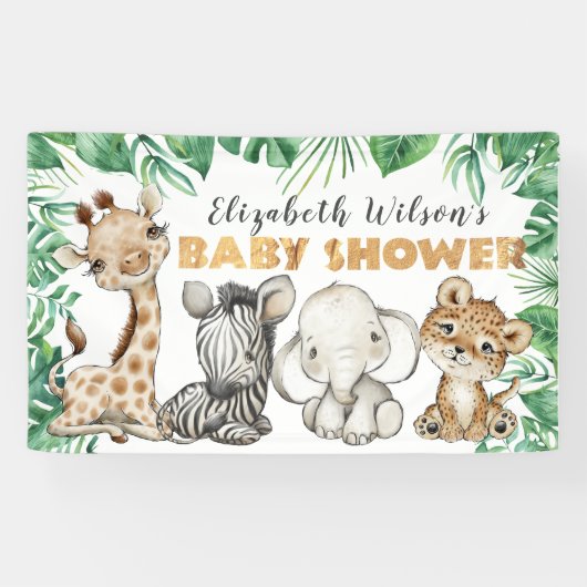 Safari Oerwoud Baby shower Banner (Horizontaal)