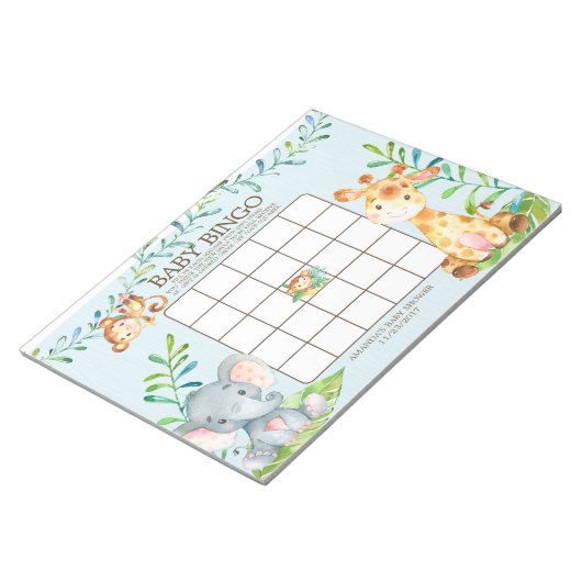 Safari Oerwoud Baby shower Bingo Game Notitieblok (Schuin)