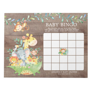 Safari Oerwoud Baby shower Bingo Game Notitieblok