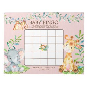 Safari Oerwoud Baby shower Bingo Game Notitieblok