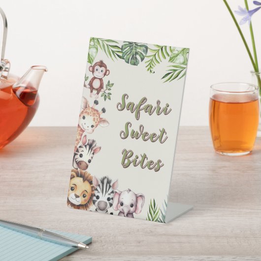 Safari Oerwoud Baby shower Dessert Table Reclamebord Met Voetstuk (Insitu)