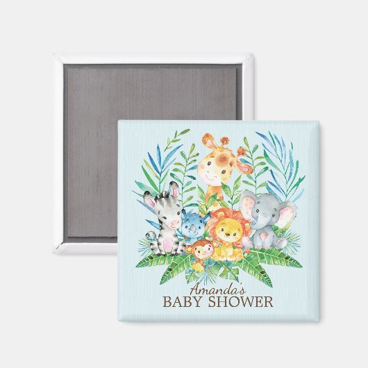 Safari Oerwoud Baby shower Favor Magnet (Voorkant / Achterkant)