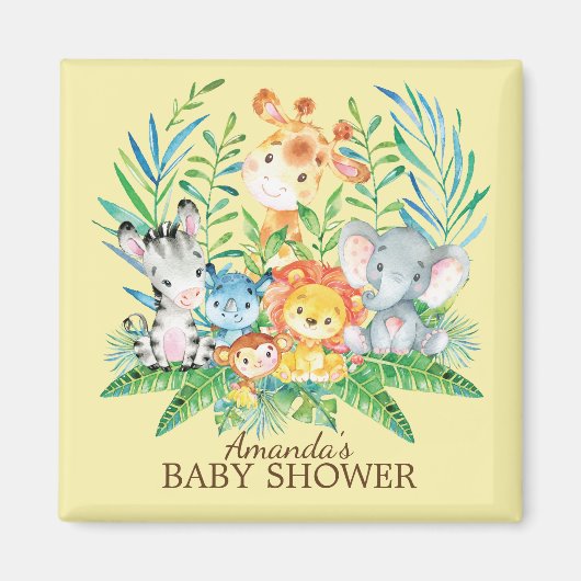 Safari Oerwoud Baby shower Favor Magnet (Voorkant)