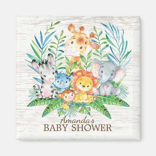 Safari Oerwoud Baby shower Favor Magnet (Voorkant)