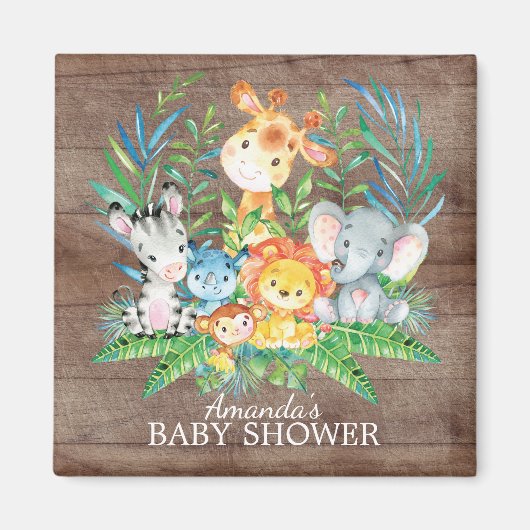 Safari Oerwoud Baby shower Favor Magnet (Voorkant)