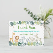 Safari Oerwoud Baby shower Hartelijk dank Bedankkaart (Staand voorkant)
