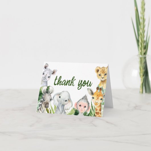 Safari Oerwoud Baby shower Hartelijk dank Bedankkaart (Voorkant)