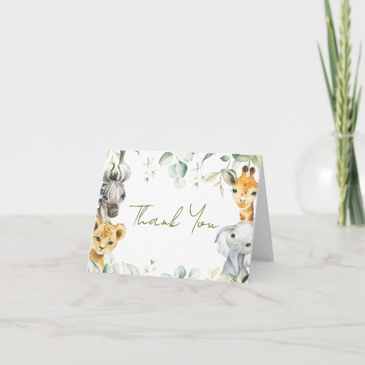 Safari Oerwoud Baby shower Hartelijk dank Bedankkaart (Voorkant)
