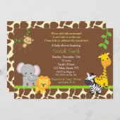 Safari Oerwoud Baby Shower Invitation Brow Kaart (Voorkant / Achterkant)