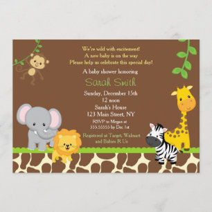Safari Oerwoud Baby Shower Invitation Brow Kaart