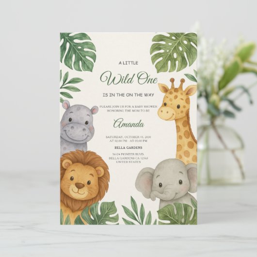 Safari Oerwoud Baby shower Kaart (Staand voorkant)