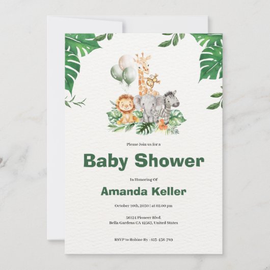 Safari Oerwoud Baby shower Kaart (Voorkant)