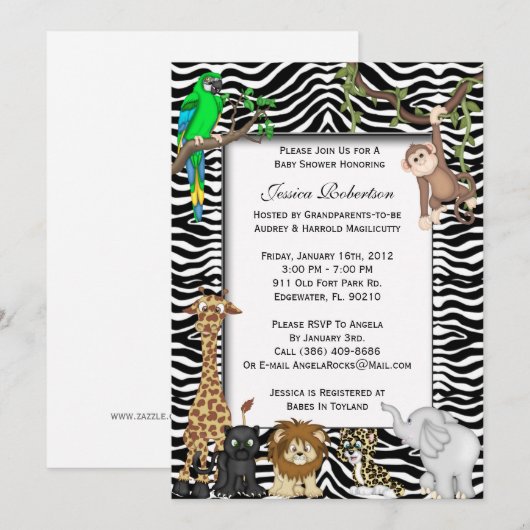 Safari Oerwoud Baby shower Kaart (Voorkant / Achterkant)