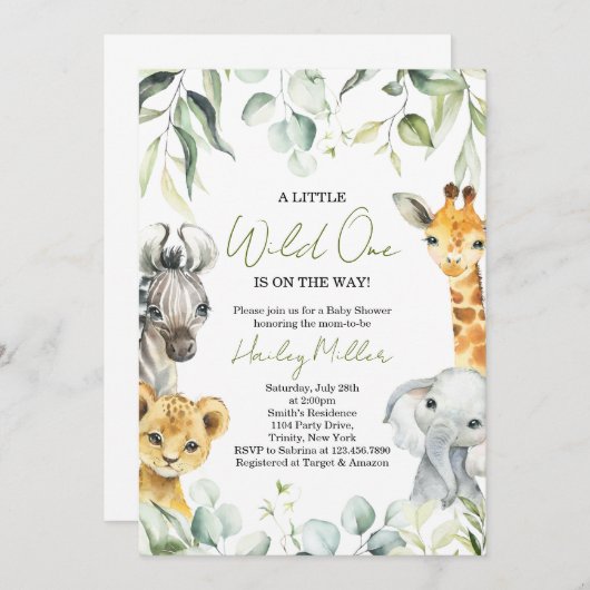 Safari Oerwoud Baby shower Kaart (Voorkant / Achterkant)