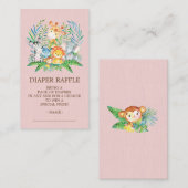 Safari Oerwoud Baby shower Luier Raffle Ticket Informatiekaartje (Voorkant / Achterkant)