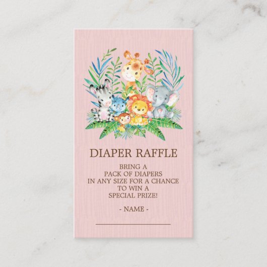 Safari Oerwoud Baby shower Luier Raffle Ticket Informatiekaartje (Voorkant)
