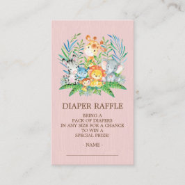 Safari Oerwoud Baby shower Luier Raffle Ticket Informatiekaartje