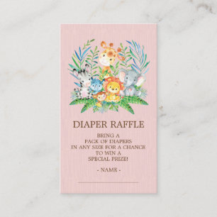 Safari Oerwoud Baby shower Luier Raffle Ticket Informatiekaartje