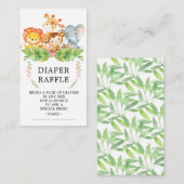 Safari Oerwoud Baby shower Luier Raffle Ticket Informatiekaartje (Voorkant / Achterkant)