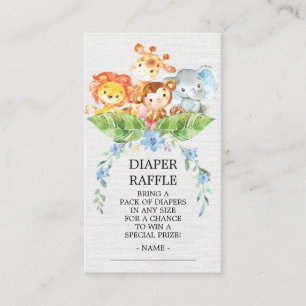 Safari Oerwoud Baby shower Luier Raffle Ticket Informatiekaartje