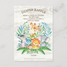 Safari Oerwoud Baby shower Luier Raffle Ticket Informatiekaartje