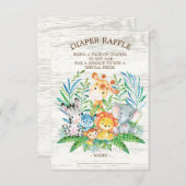 Safari Oerwoud Baby shower Luier Raffle Ticket Informatiekaartje (Voorkant / Achterkant)