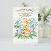Safari Oerwoud Baby shower Luier Raffle Ticket Informatiekaartje (Staand voorkant)