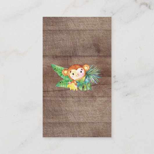 Safari Oerwoud Baby shower Luier Raffle Ticket Informatiekaartje (Achterkant)