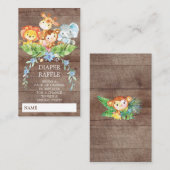 Safari Oerwoud Baby shower Luier Raffle Ticket Informatiekaartje (Voorkant / Achterkant)