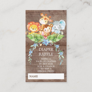 Safari Oerwoud Baby shower Luier Raffle Ticket Informatiekaartje