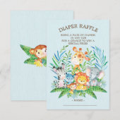 Safari Oerwoud Baby shower Luier Raffle Ticket Kaart (Voorkant / Achterkant)