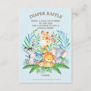 Safari Oerwoud Baby shower Luier Raffle Ticket Kaart