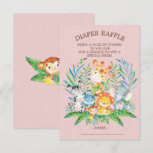 Safari Oerwoud Baby shower Luier Raffle Ticket Kaart (Voorkant / Achterkant)