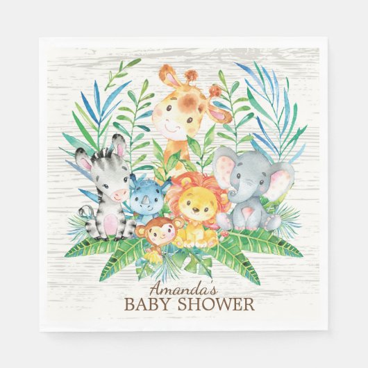 Safari Oerwoud Baby shower Paper Napkins Servetten (Voorkant)