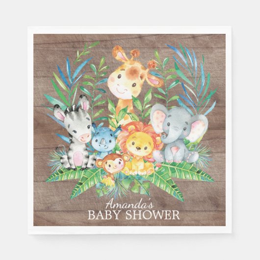 Safari Oerwoud Baby shower Paper Napkins Servetten (Voorkant)