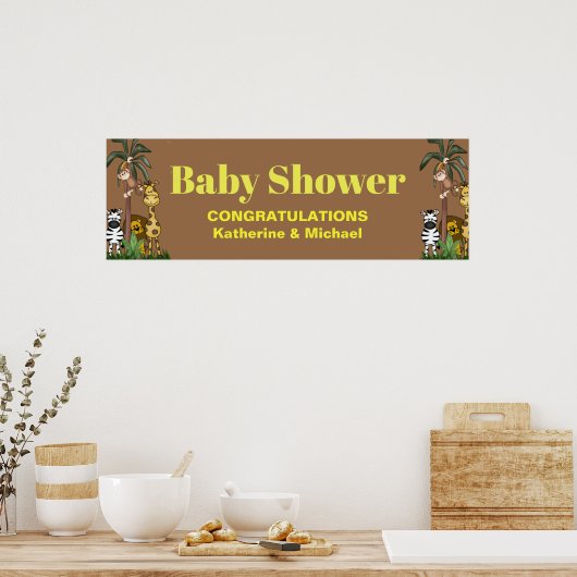 Safari Oerwoud Baby shower Party Banner Poster (Keuken)