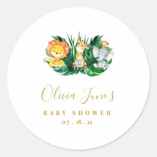 Safari Oerwoud Baby shower Ronde Sticker (Voorkant)