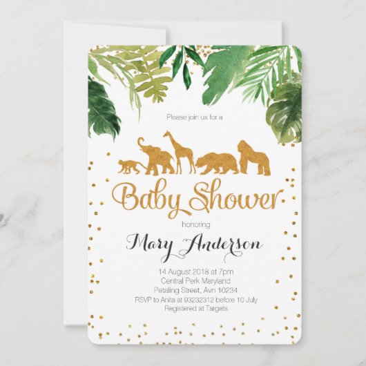Safari Oerwoud Baby shower Uitnodiging (Voorkant)