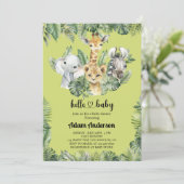 Safari Oerwoud Baby shower Uitnodiging – Leuk Dier (Staand voorkant)