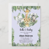 Safari Oerwoud Baby shower Uitnodiging – Leuk Dier (Voorkant)