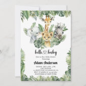 Safari Oerwoud Baby shower Uitnodiging – Leuk Dier (Voorkant)